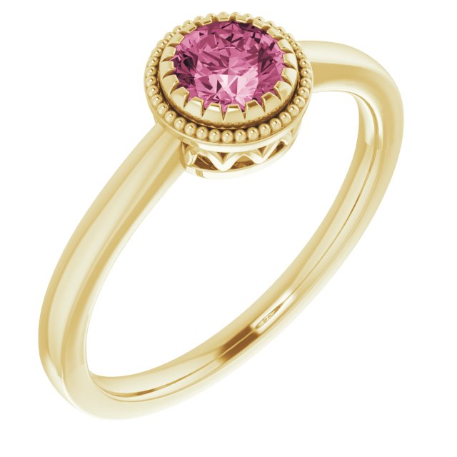Polished October Solitaire Ring in Gold