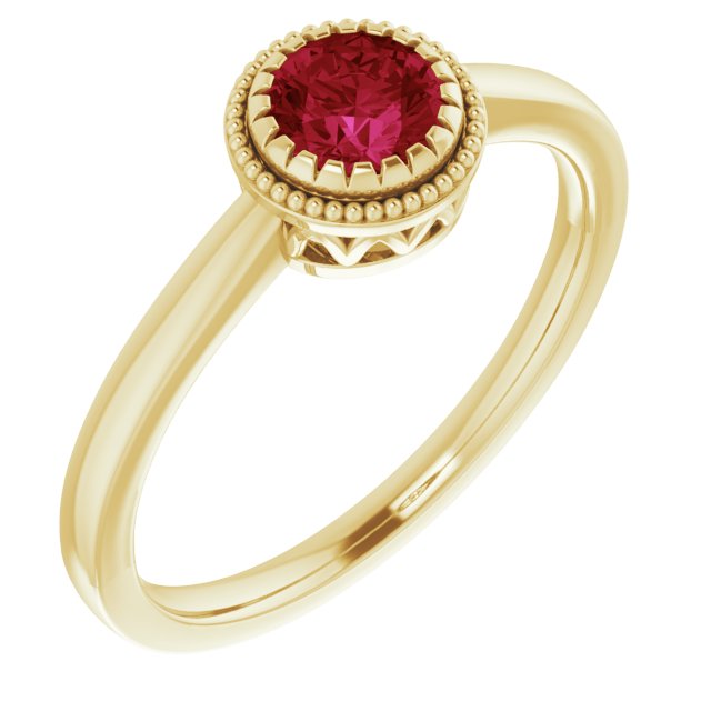 Polished July Solitaire Ring in Yellow Gold