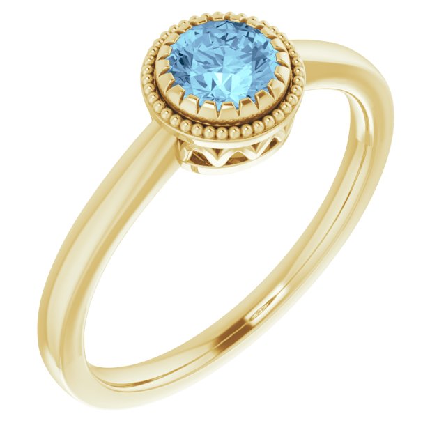 Polished March Solitaire Ring in Gold