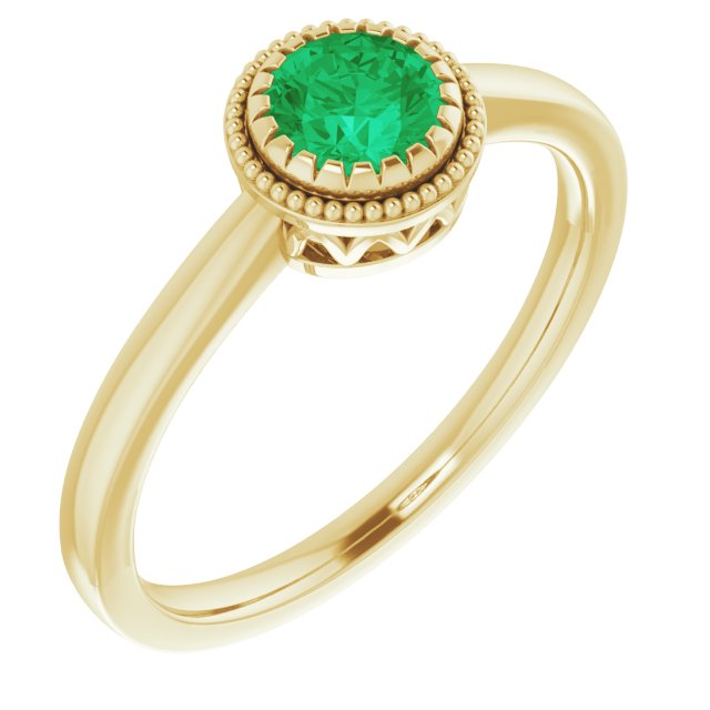 Polished May Solitaire Ring in Gold