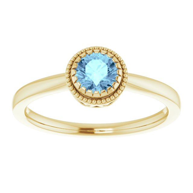 Polished March Solitaire Ring in Gold