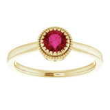 Polished July Solitaire Ring in Yellow Gold