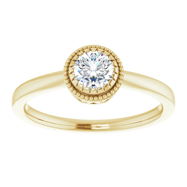 Polished April Solitaire Ring in Yellow Gold