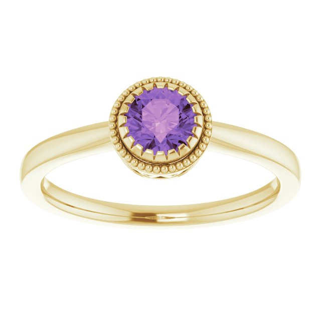 Polished February Solitaire Ring in Gold