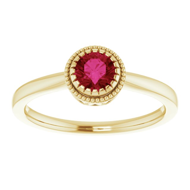Polished July Solitaire Ring in Yellow Gold