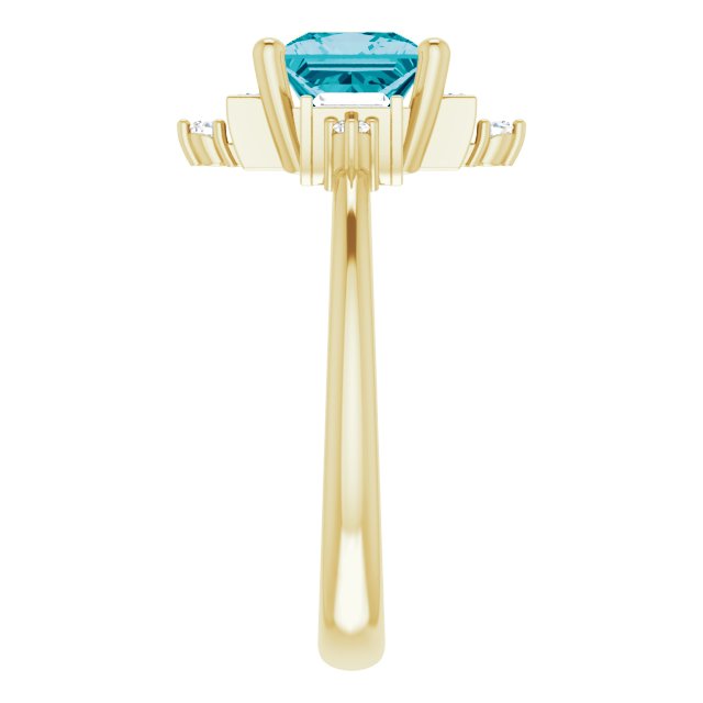 Square London Blue Topaz & Diamond Accented Ring in Yellow Gold