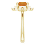 Square Citrine & Diamond Accented Ring in Gold and Platinum