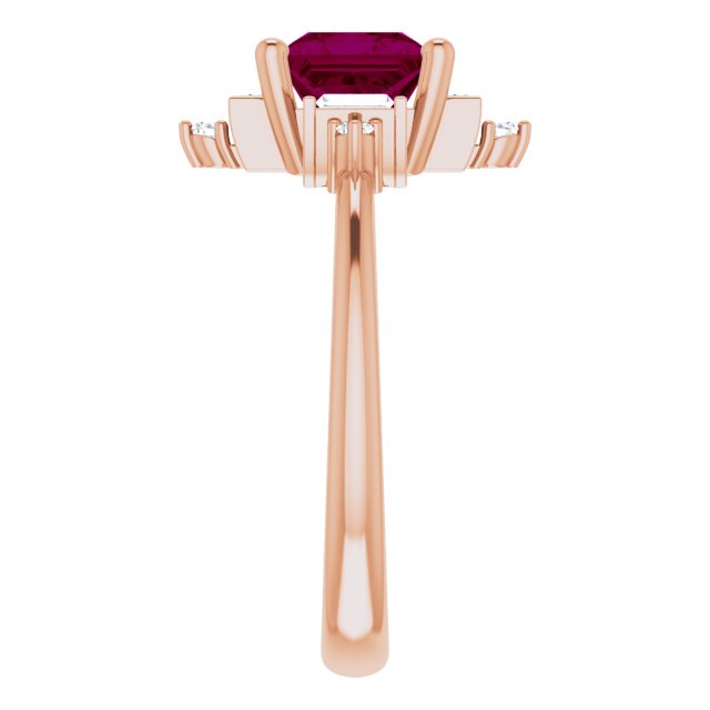 Square Rhodolite Garnet & Diamond Accented Ring in Rose Gold