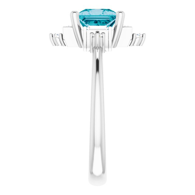 Square London Blue Topaz & Diamond Accented Ring in White Gold