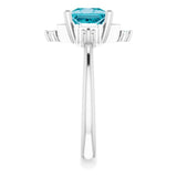 Square London Blue Topaz & Diamond Accented Ring in White Gold