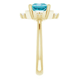 Square London Blue Topaz & Diamond Accented Ring in Yellow Gold