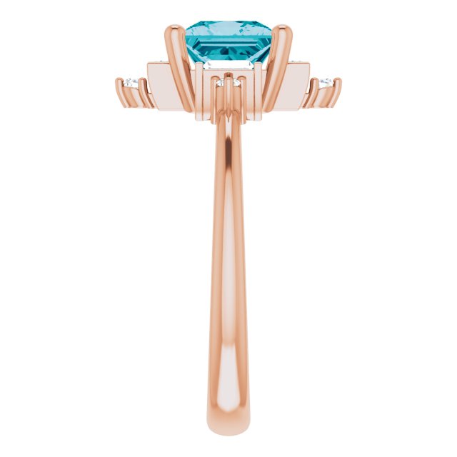 Square London Blue Topaz & Diamond Accented Ring in Rose Gold