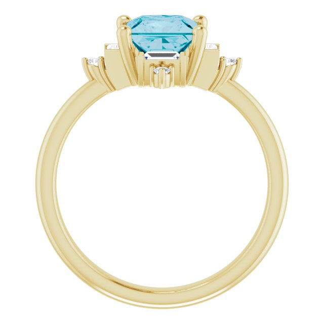 Square London Blue Topaz & Diamond Accented Ring in Yellow Gold