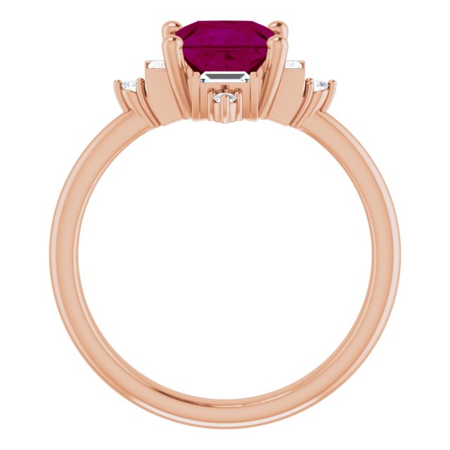 Square Rhodolite Garnet & Diamond Accented Ring in Rose Gold
