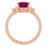 Square Rhodolite Garnet & Diamond Accented Ring in Rose Gold