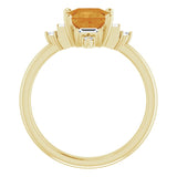 Square Citrine & Diamond Accented Ring in Gold and Platinum