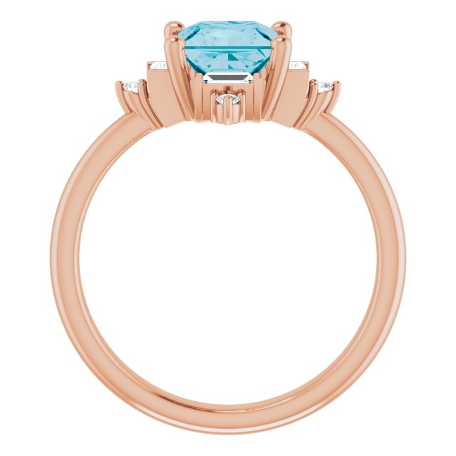 Square London Blue Topaz & Diamond Accented Ring in Rose Gold