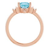 Square London Blue Topaz & Diamond Accented Ring in Rose Gold