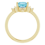 Square London Blue Topaz & Diamond Accented Ring in Yellow Gold