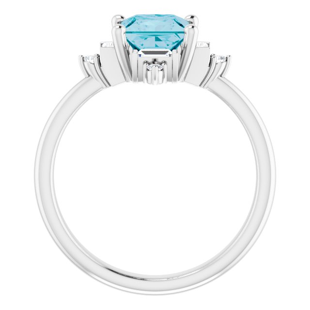 Square London Blue Topaz & Diamond Accented Ring in White Gold