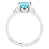 Square London Blue Topaz & Diamond Accented Ring in White Gold