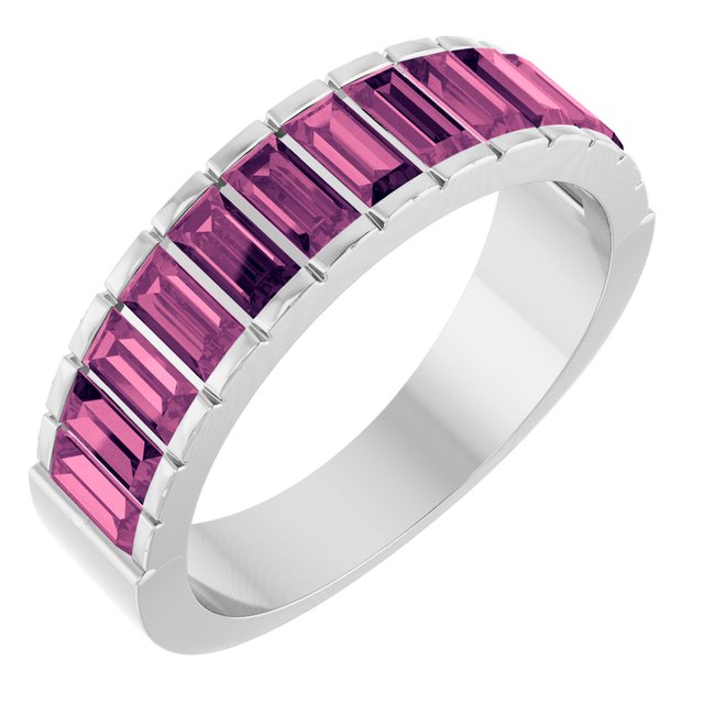 Straight Baguette Pink Tourmaline Multi Stone Ring in Gold