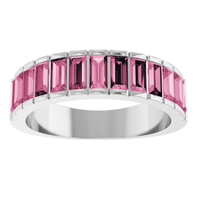 Straight Baguette Pink Tourmaline Multi Stone Ring in Gold
