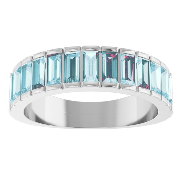 Straight Baguette Sky Blue Topaz Multi Stone Ring in Platinum