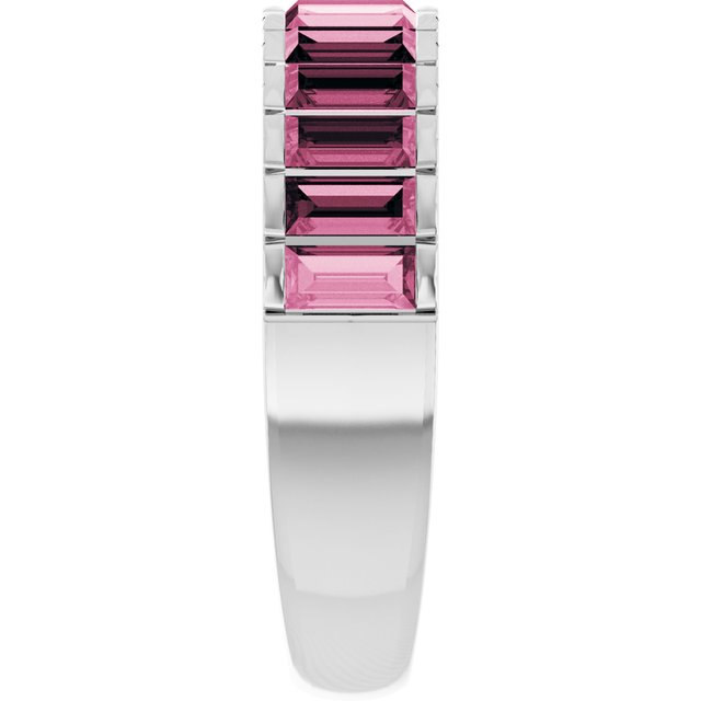Straight Baguette Pink Tourmaline Multi Stone Ring in Platinum