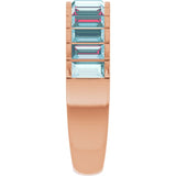 Straight Baguette Sky Blue Topaz Multi Stone Ring in Rose Gold