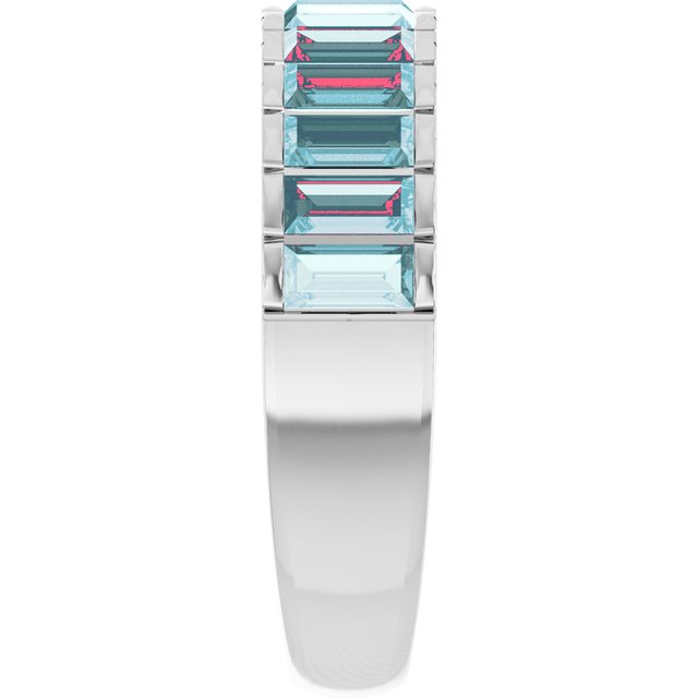 Straight Baguette Sky Blue Topaz Multi Stone Ring in Platinum