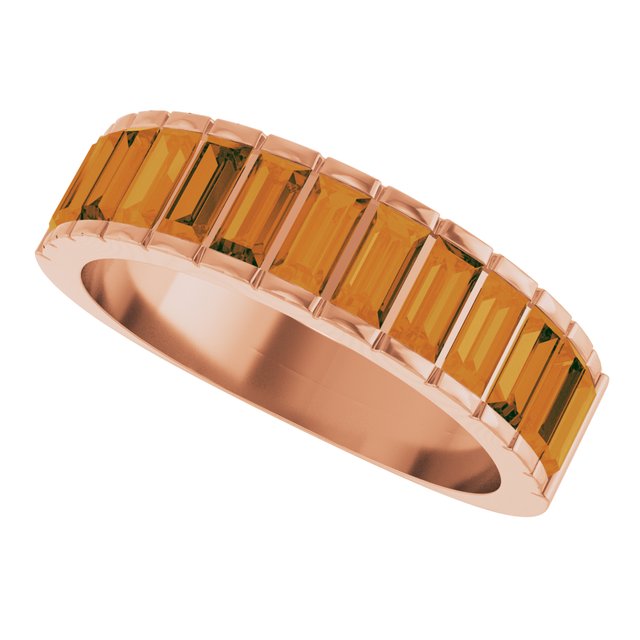 Straight Baguette Citrine Multi Stone Ring in Gold and Platinum