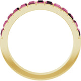 Straight Baguette Pink Tourmaline Multi Stone Ring in Yellow Gold