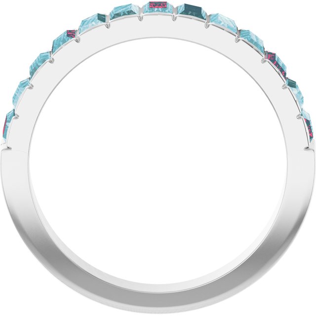 Straight Baguette Sky Blue Topaz Multi Stone Ring in White Gold