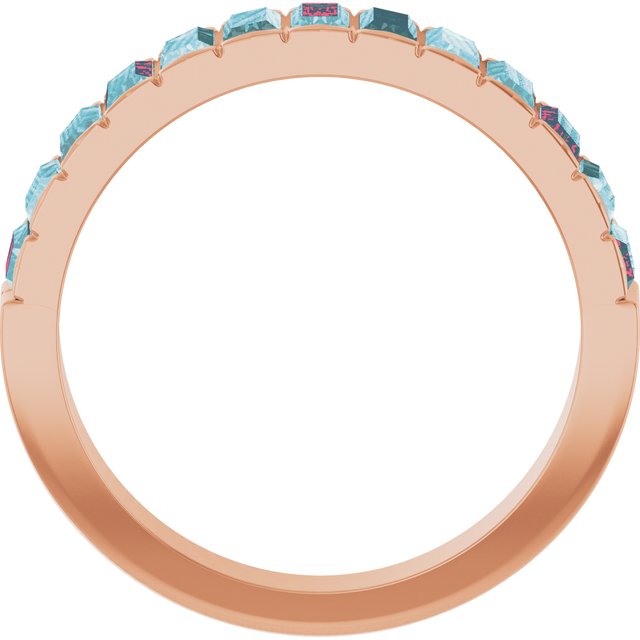 Straight Baguette Sky Blue Topaz Multi Stone Ring in Rose Gold
