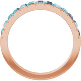 Straight Baguette Sky Blue Topaz Multi Stone Ring in Rose Gold