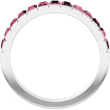 Straight Baguette Pink Tourmaline Multi Stone Ring in Platinum