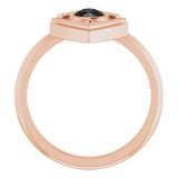 Pear Black Onyx Cabochon Ring in Gold and Platinum
