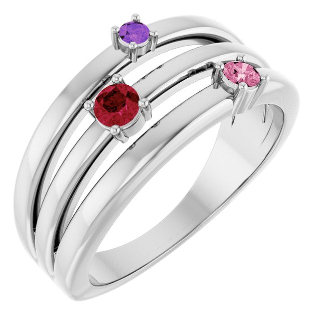 Round Multi-Gemstone Multi Stone Ring in Gold and Platinum | n/a