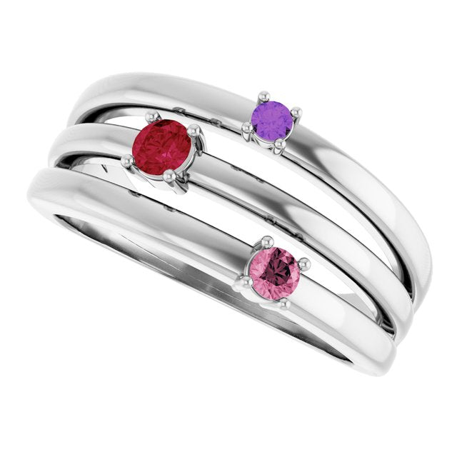 Round Multi-Gemstone Multi Stone Ring in Gold and Platinum | n/a