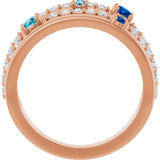 Round Blue Multi-Gemstone & Diamond Ring in Gold and Platinum | n/a