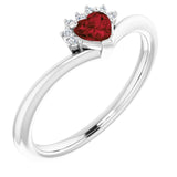 Heart Mozambique Garnet & Diamond Ring in Gold and Platinum