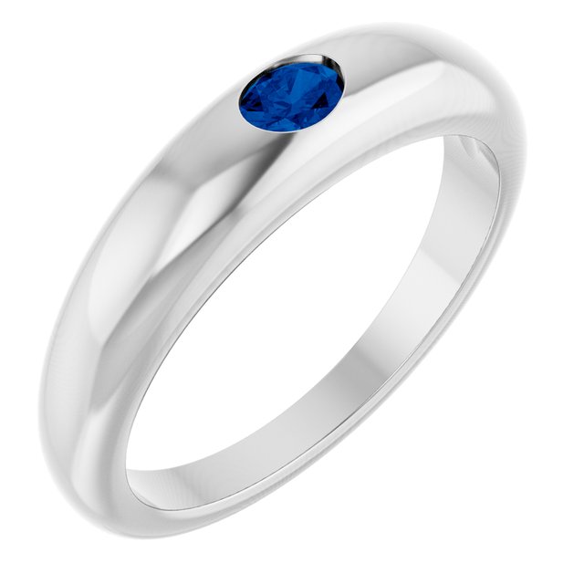 Oval Blue Sapphire Solitaire Ring in Gold and Platinum