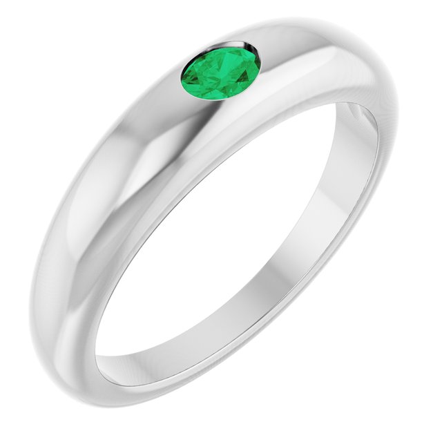 Oval Emerald Solitaire Ring in Gold and Platinum