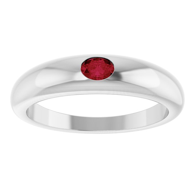 Oval Ruby Solitaire Ring in Gold and Platinum