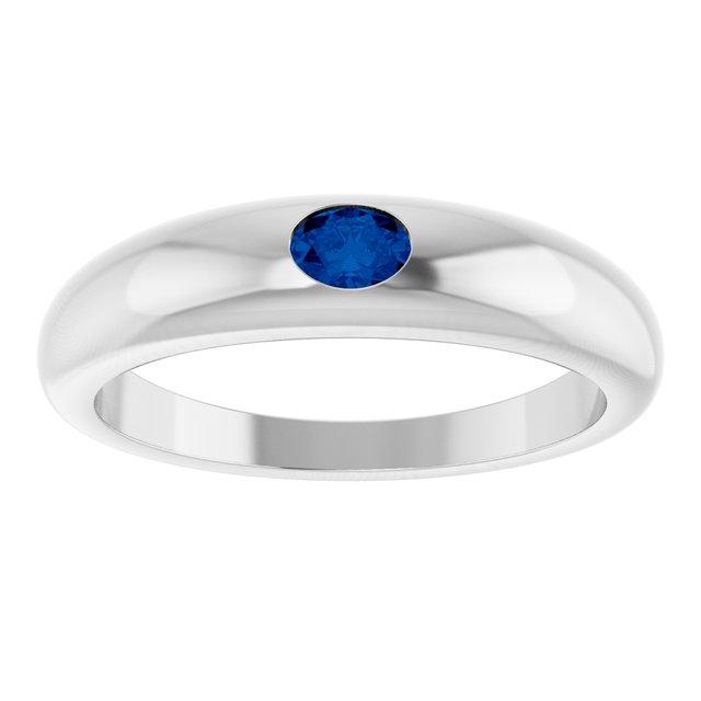 Oval Blue Sapphire Solitaire Ring in Gold and Platinum