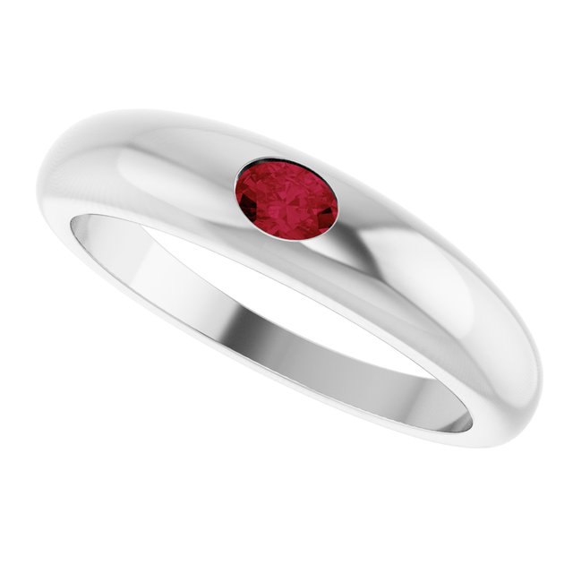 Oval Ruby Solitaire Ring in Gold and Platinum