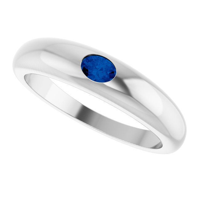 Oval Blue Sapphire Solitaire Ring in Gold and Platinum