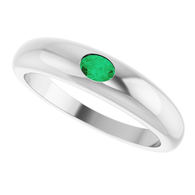 Oval Emerald Solitaire Ring in Gold and Platinum