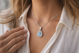 Pear-Shaped Blue Gemstone Diamonds Pendant Without Chain
